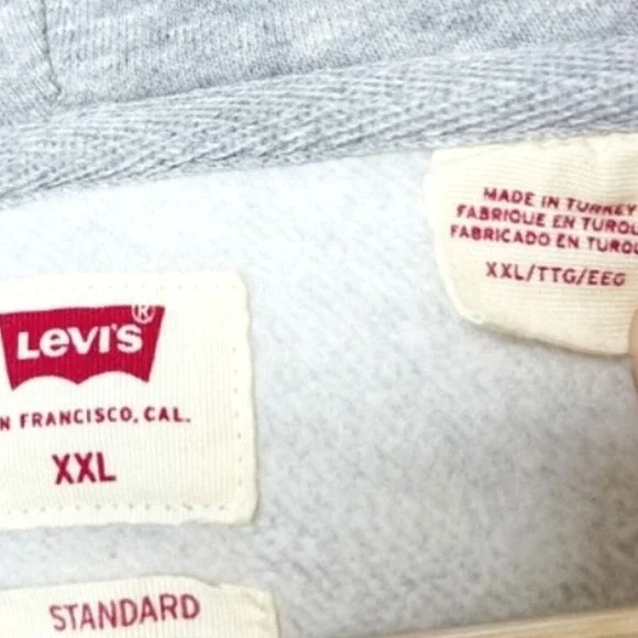 Levis Womens XXL Gray Pink Batwing Logo Graphic Pullover Hoodie Sweatshirt 38797 - Picture 6 of 8